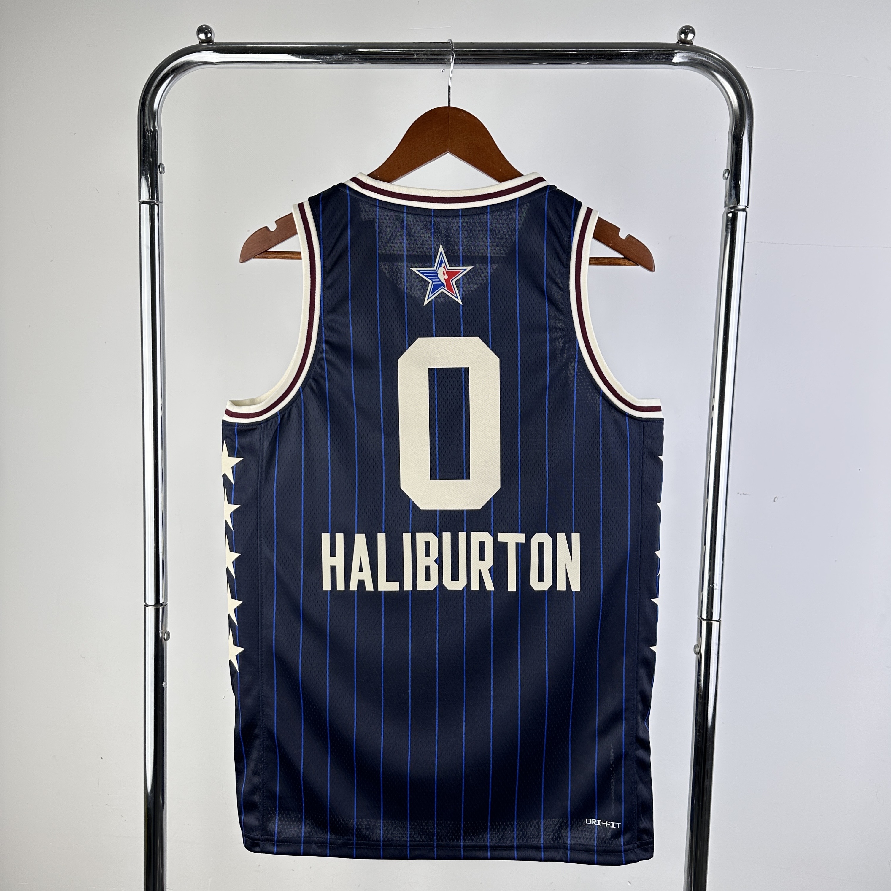 Men Indiana Pacers #0 Haliburton Blue Stripe All Star Jordan style 2024 NBA Jersey